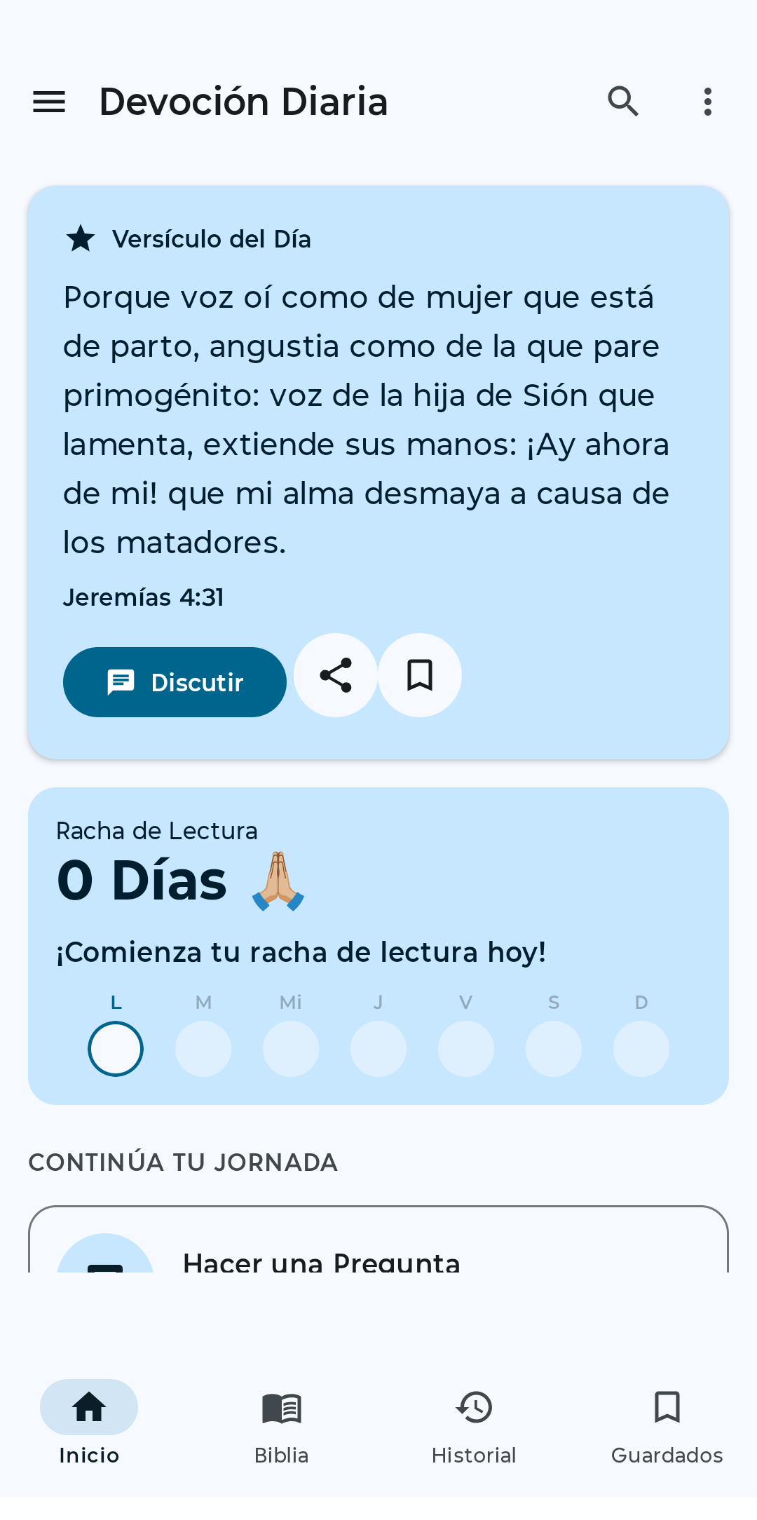 Devoción Diaria App Home Screen